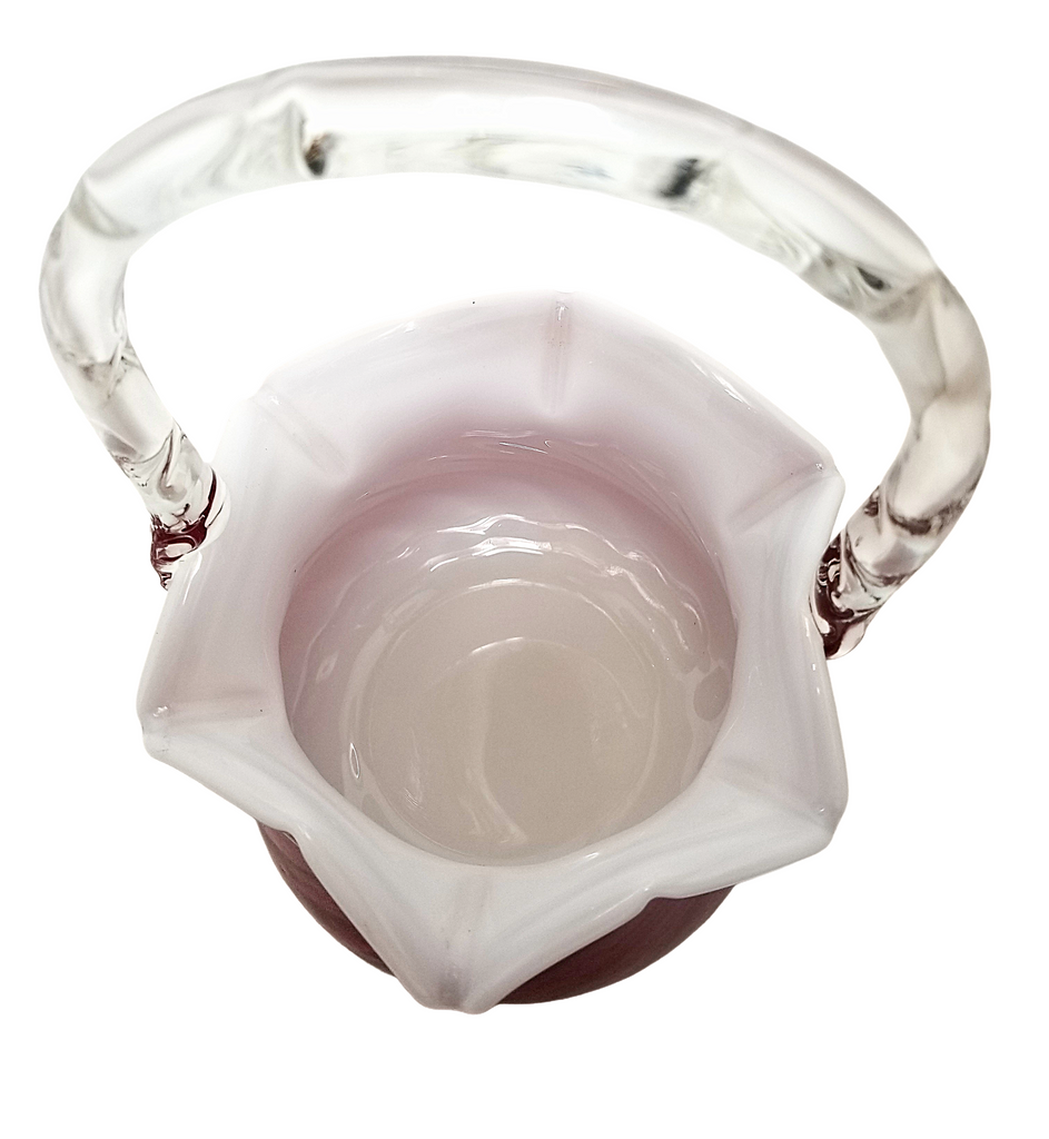 Fenton Plated Amberina Rib Optic Cased Glass Basket Sample Piece HTF Documented