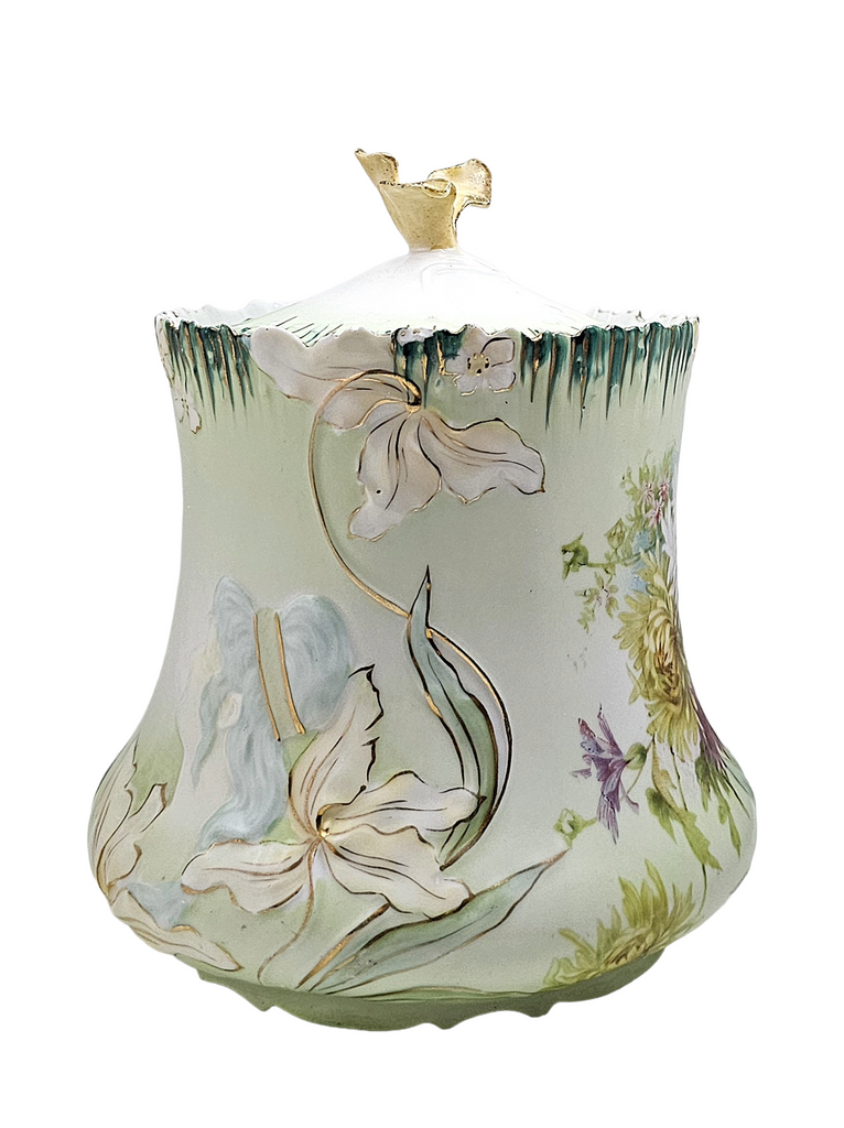 RS Prussia Porcelain Art Nouveau Double Hidden Image Cracker Jar