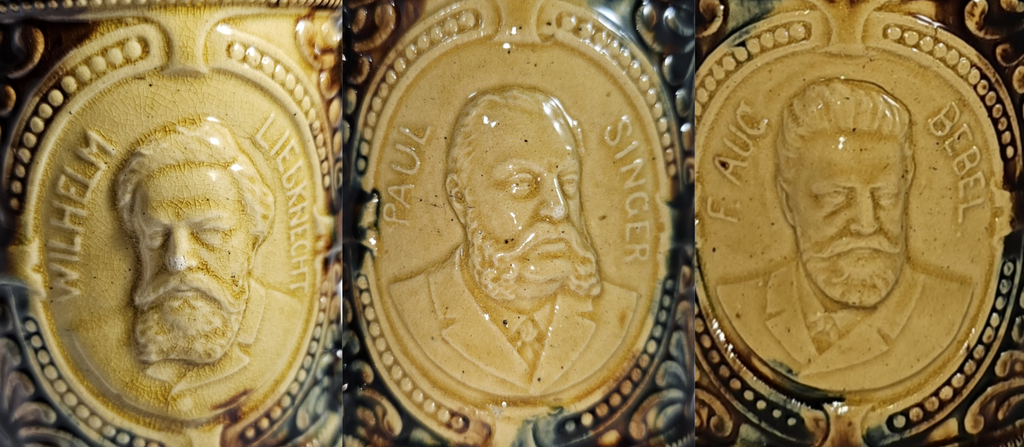Vintage Stoneware Gerz German Beer Stein Socialist Party Leaders Portraits