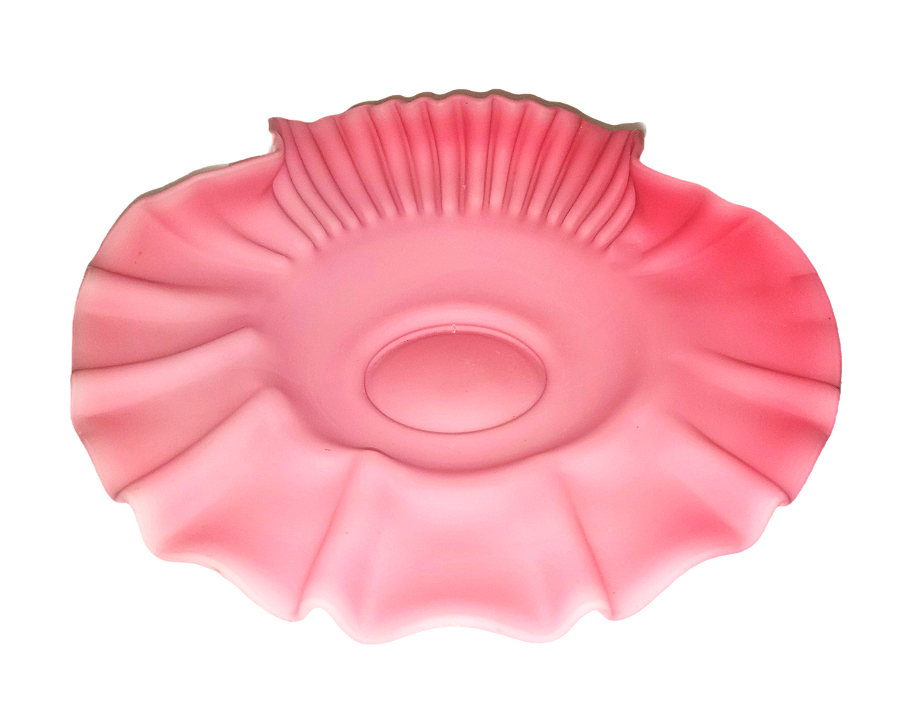 Mt Washington Satin Glass Pink Cranberry Crimped Bride