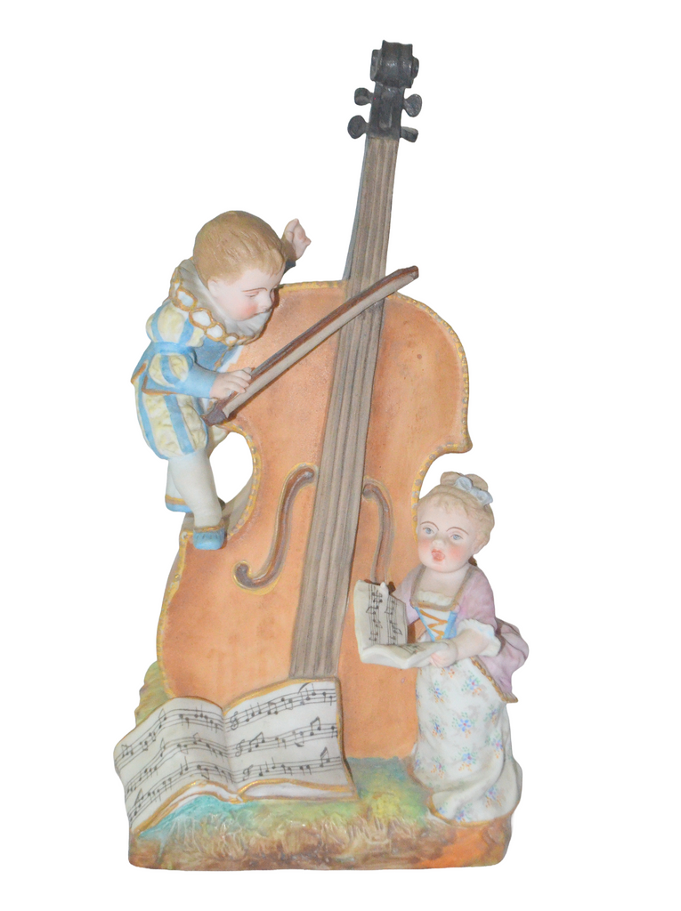 Antique French Paris Sevres Samson Porcelain Figurine Children w/ Cello