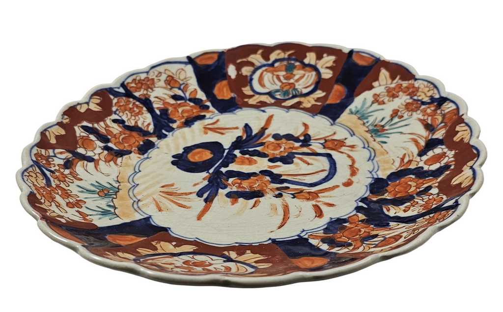Antique Meiji Period Japanese Porcelain Imari Scalloped Platter
