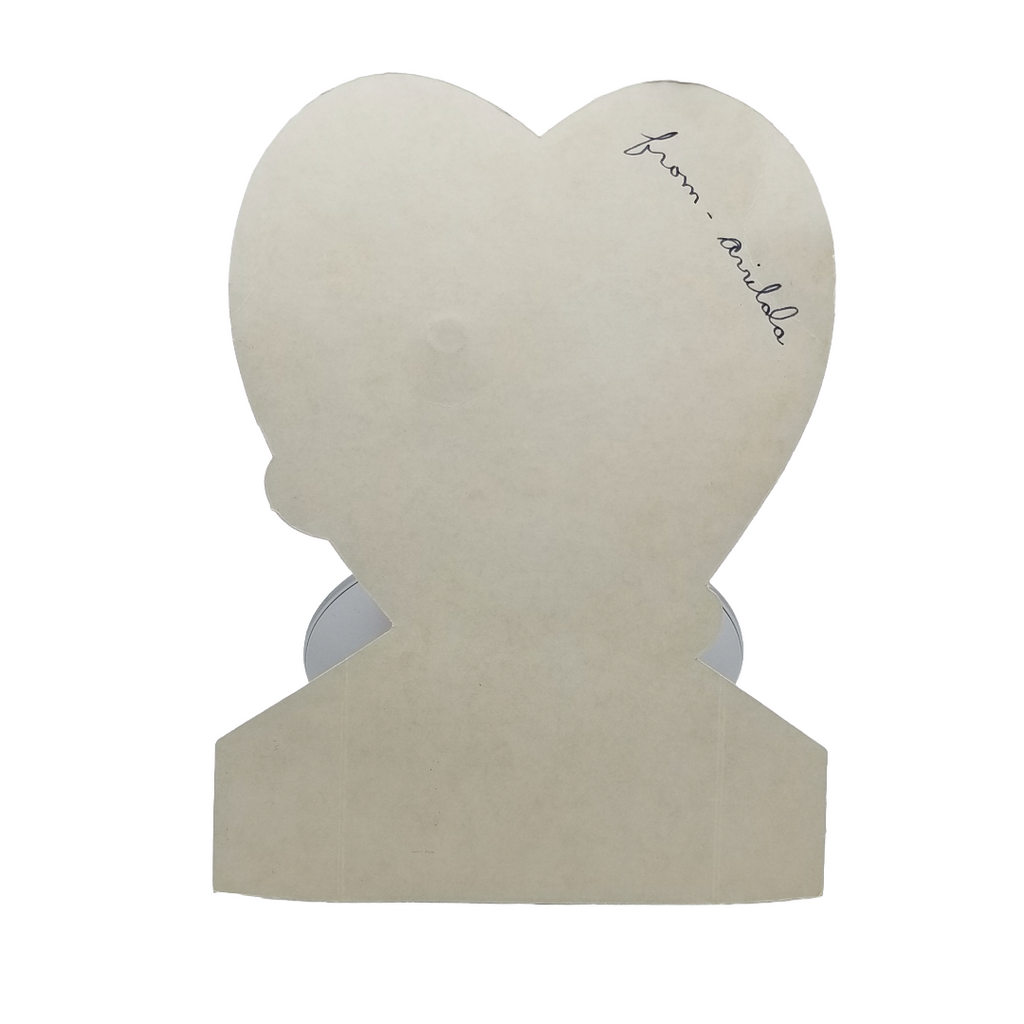 Vintage Valentine Die Cut Card Googly Eye Dog Holding Heart "No Bones About It"