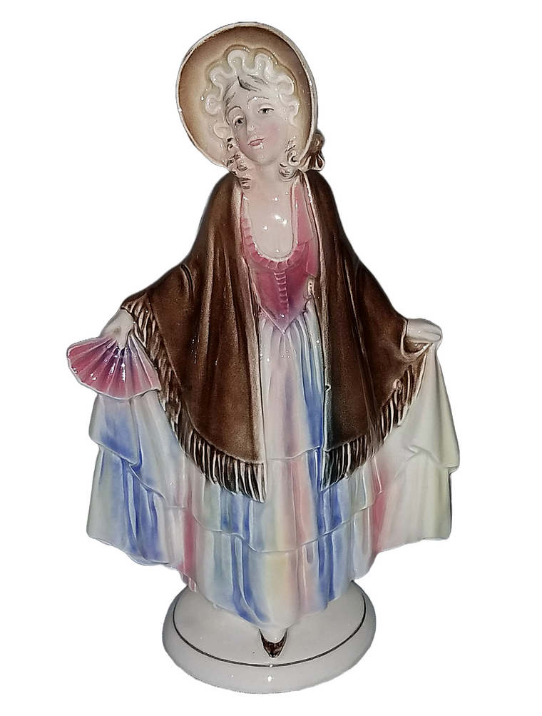 Hertwig Katzhutte German Porcelain Figurine Woman in Shawl & Bonnet