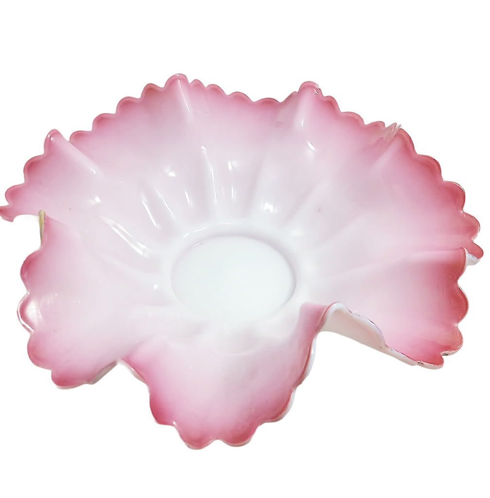 Mt Washington Cranberry Pink Opalescent Cased Glass Bride's Bowl