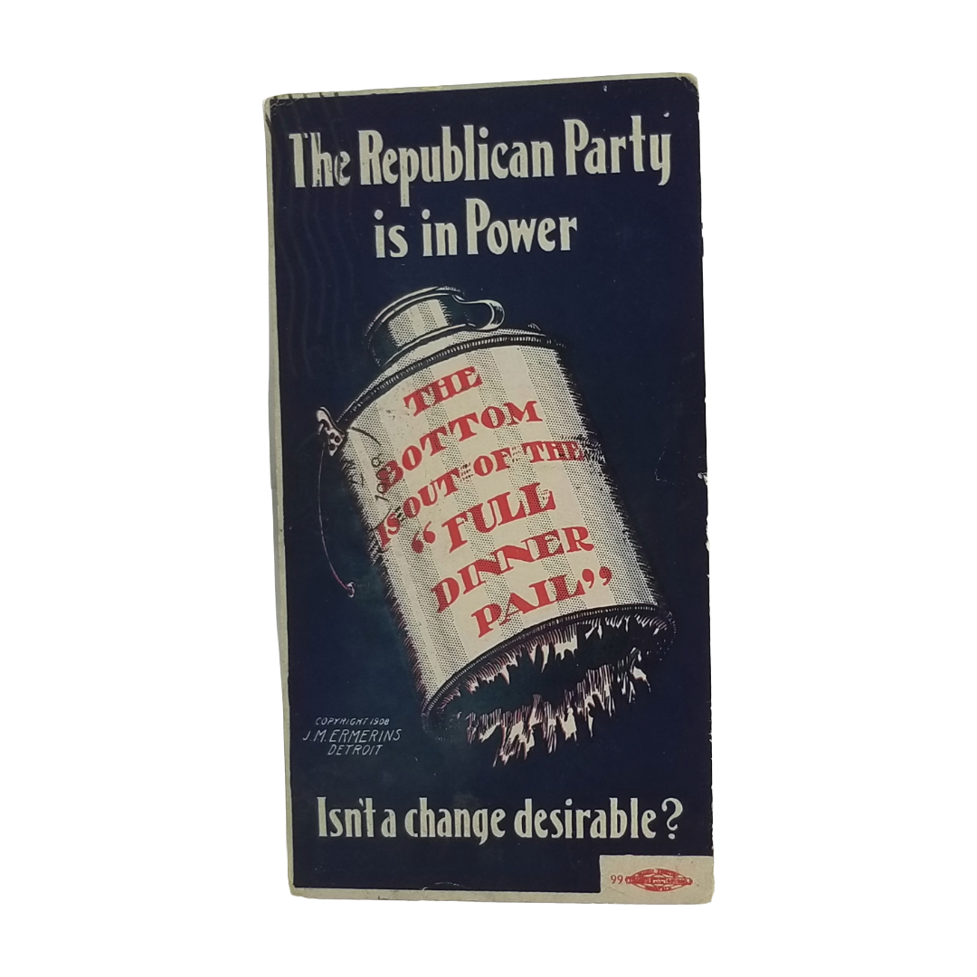 Political Postcard 1908 William Jennings Bryan Campaign Card Full Dinner Pail