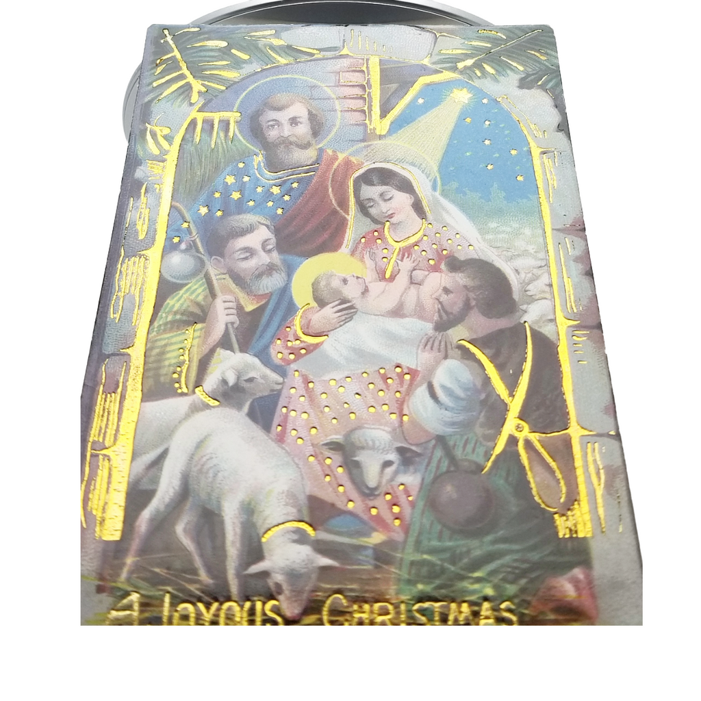 Christmas Postcard Religious Theme Holy Family Wise Men Sheep Gold Highlights