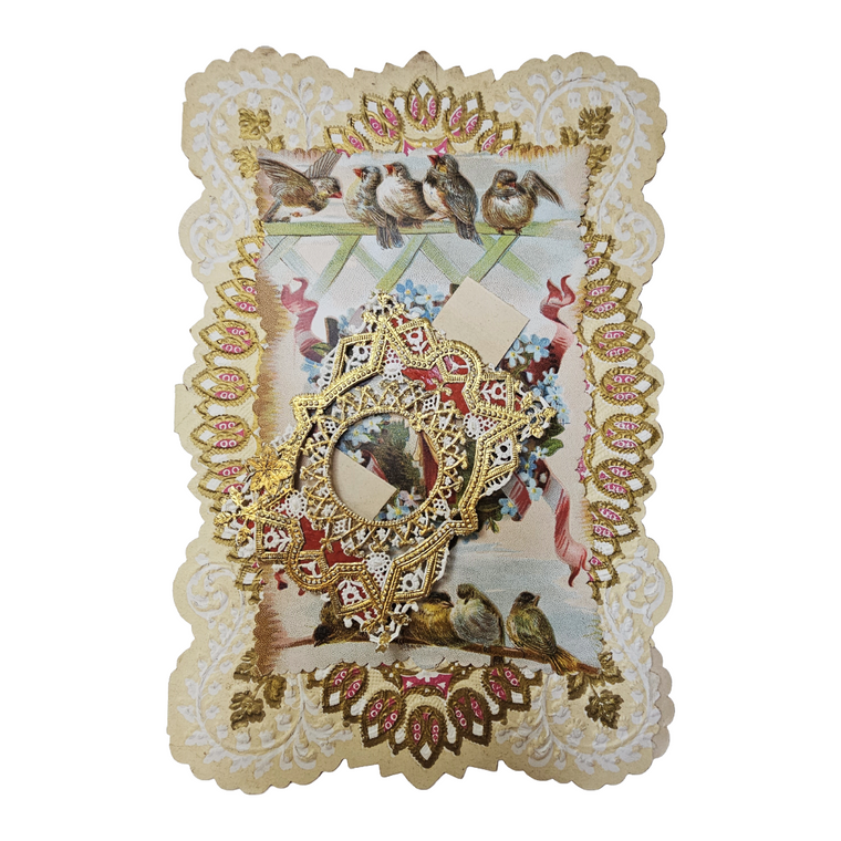 Howland antique valentine card victorian era birds