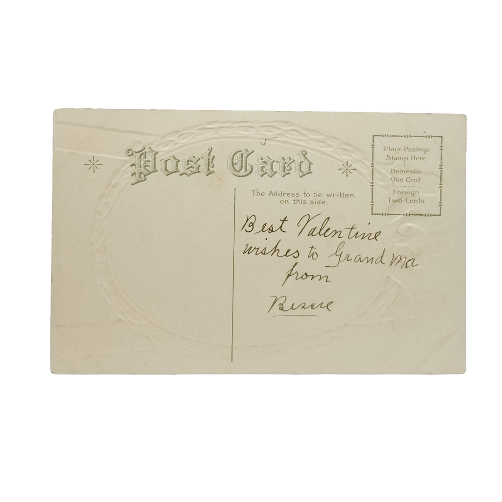 New Year Postcard Edwardian Woman Holding Rose in Landscape