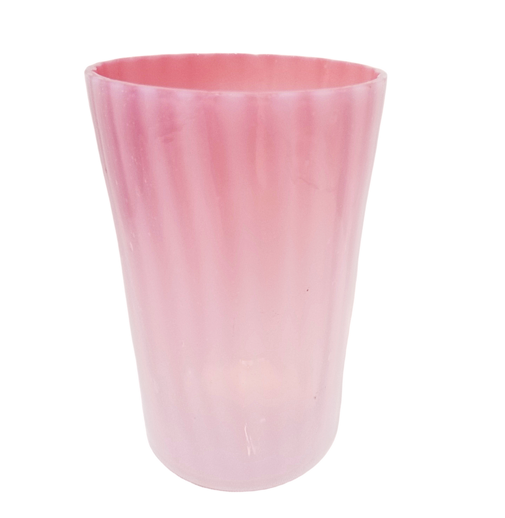 c1887 RARE HOBBS Brockunier Glass NEAPOLITAN Opalescent Stripe Tumbler Opaline