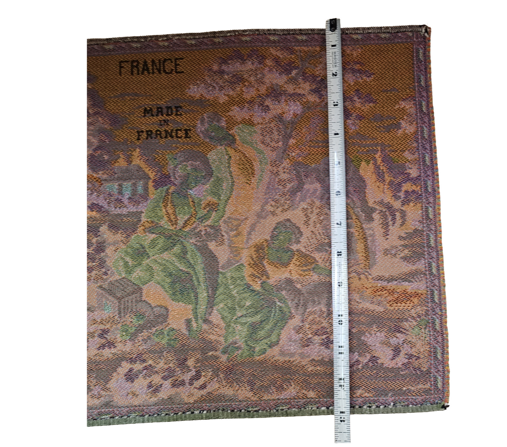 Vintage Pair Framed French Tapestries Pastoral Scenes People w/ Sheep