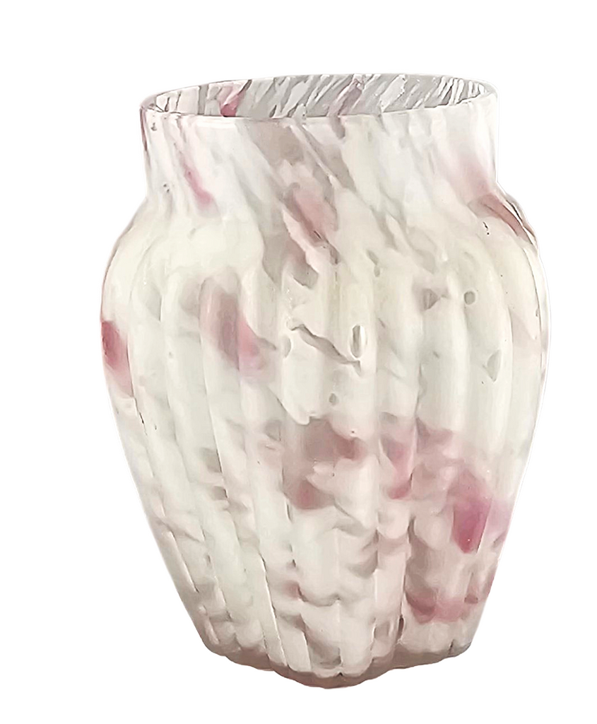 Northwood Pink Opalescent Spatter Glass Spooner Vase Pillar Ribbed