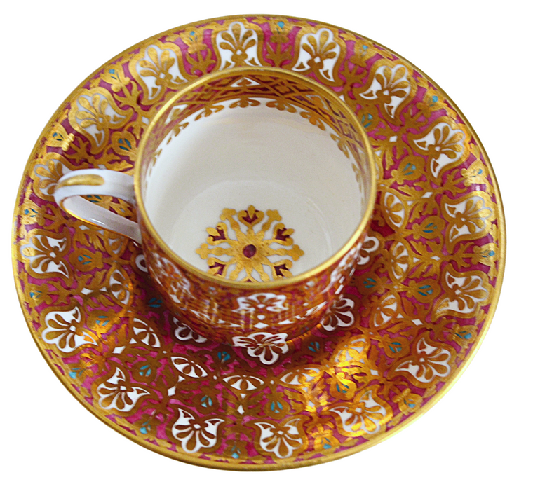Antique English Porcelain 19th Century Copeland Demitasse Cup & Saucer