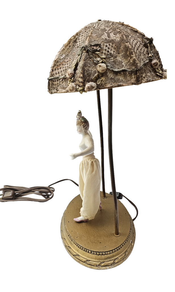 Rare French Market Porcelain Kister Half Doll Boudoir Lamp