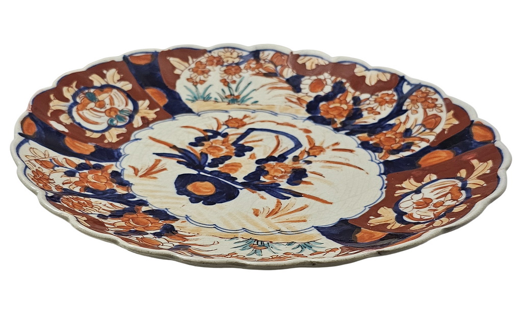 Antique Meiji Period Japanese Porcelain Imari Scalloped Platter