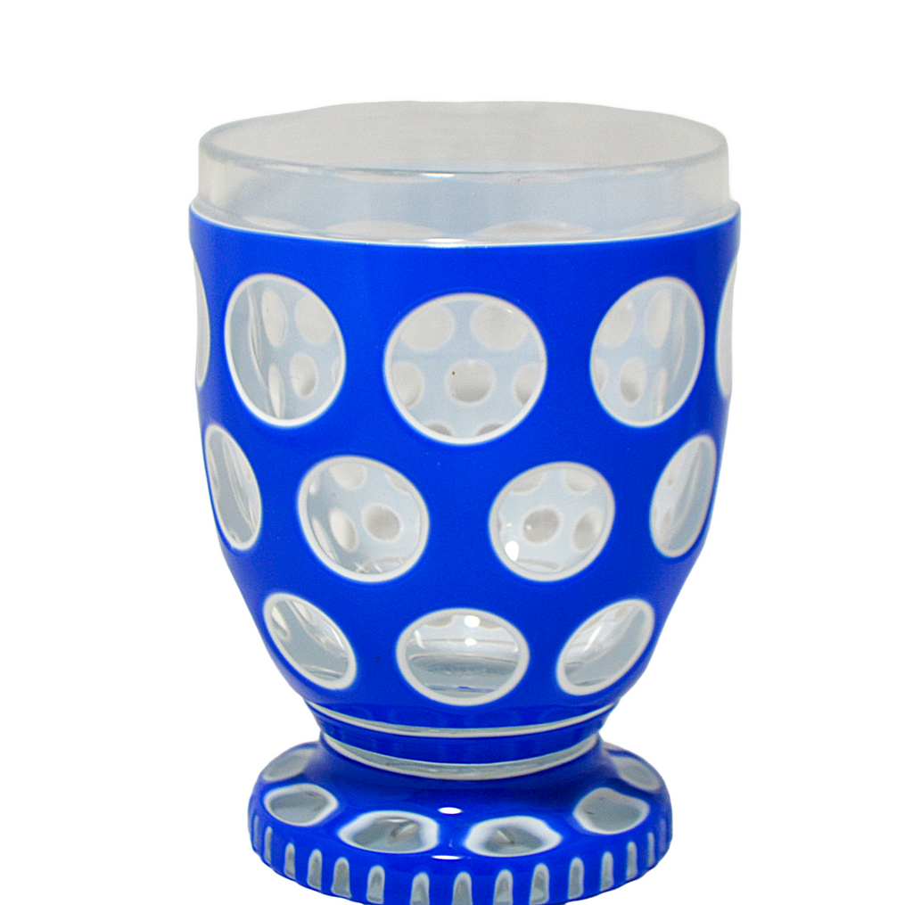 Bohemian Glass Biedermeier Cobalt White Double Overlay Tumbler