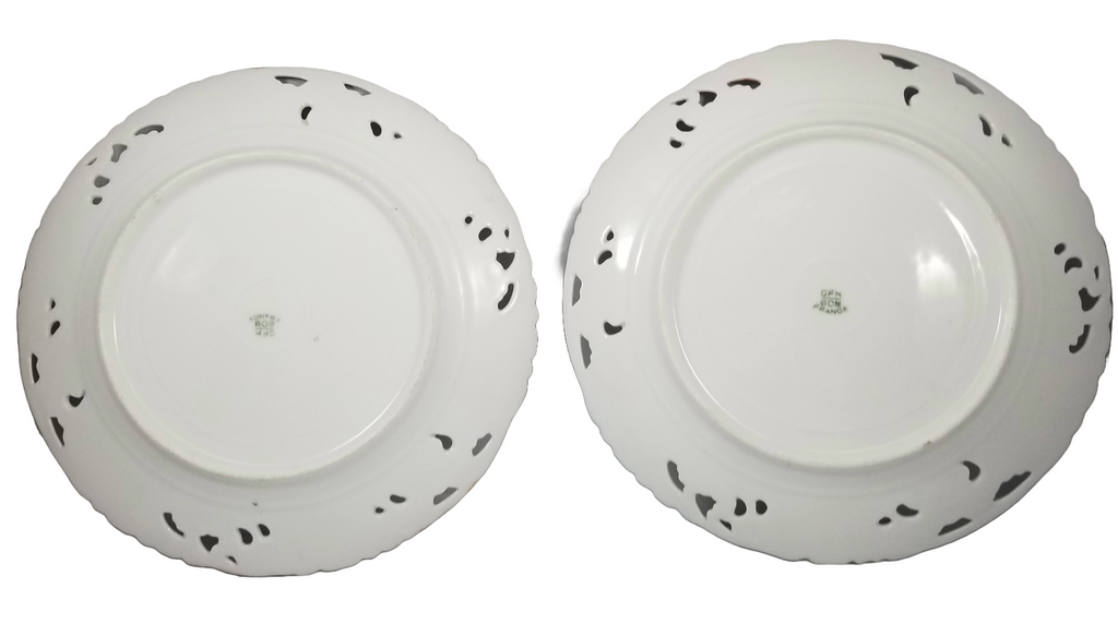 Limoges Porcelain HP Haviland Gerard  AS 6 PC Pierced Grapes Fruit Plate Set