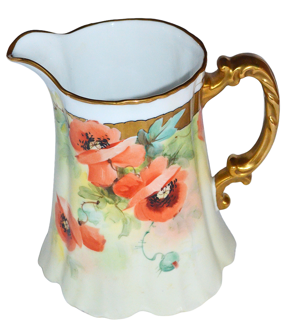 Bavaria Porcelain 7pc Painted Poppies Lemonade Water Set