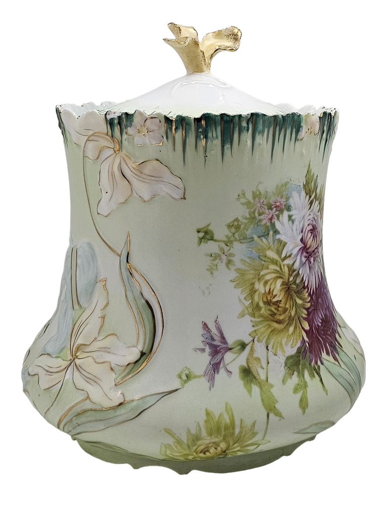 RS Prussia Porcelain Art Nouveau Double Hidden Image Cracker Jar