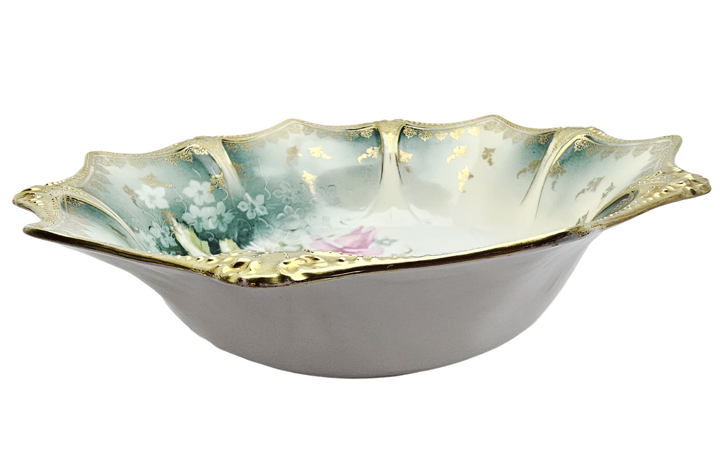 RS Prussia Bowl German Porcelain Mold 83 Gold with Roses