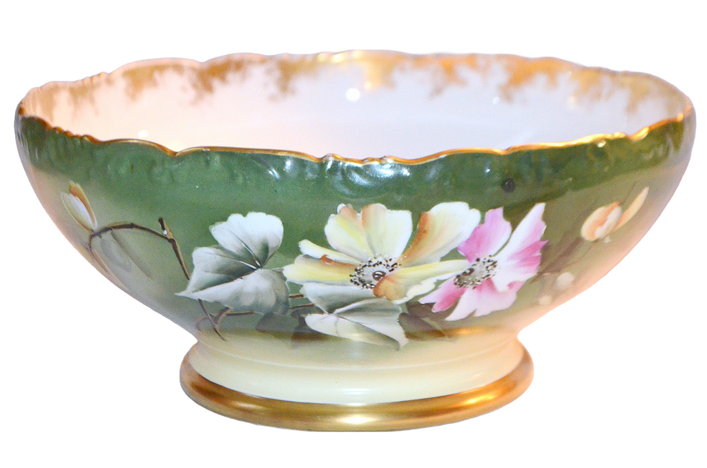 Limoges Punch Bowl Ravenwood Studios Sinclaire Hand Painted Primrose