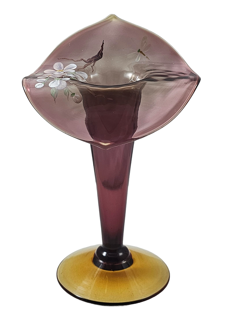 Pairpoint JIP Jack in Pulpit Vase Amethyst Topaz Hand Painted Flowers