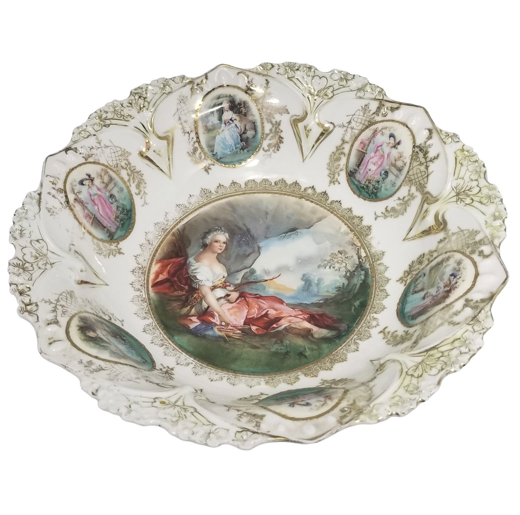 RS Prussia Diana the Huntress w/ Medallions Point & Clover Bowl