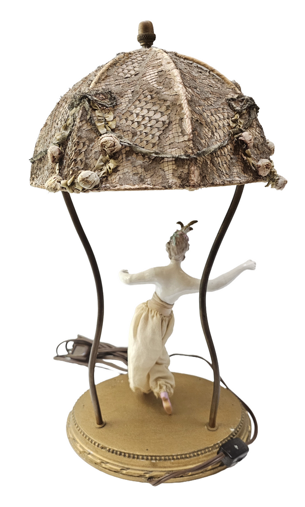 Rare French Market Porcelain Kister Half Doll Boudoir Lamp
