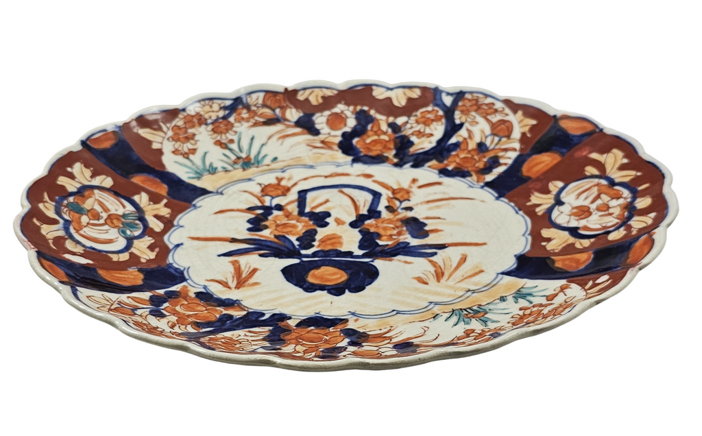 Antique Meiji Period Japanese Porcelain Imari Scalloped Platter