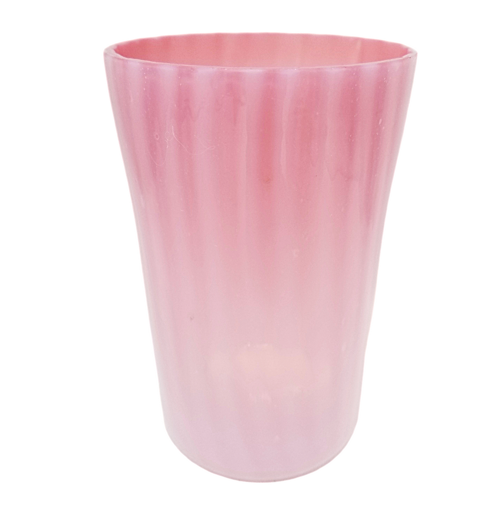c1887 RARE HOBBS Brockunier Glass NEAPOLITAN Opalescent Stripe Tumbler Opaline