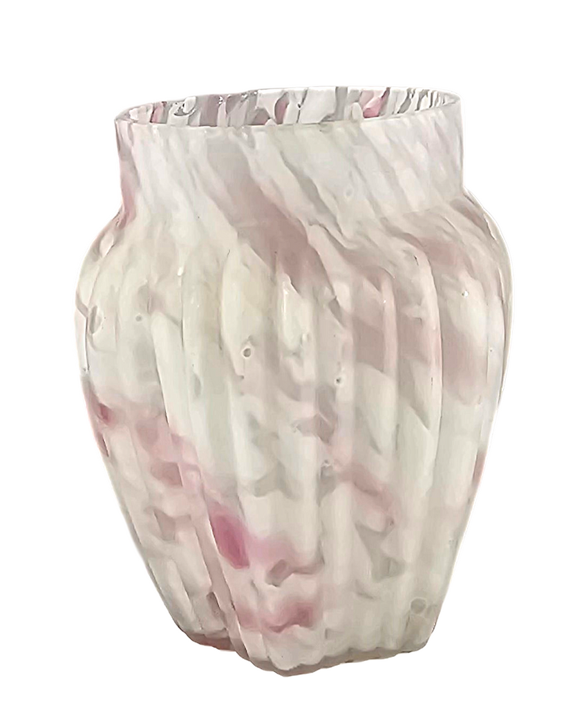 Northwood Pink Opalescent Spatter Glass Spooner Vase Pillar Ribbed