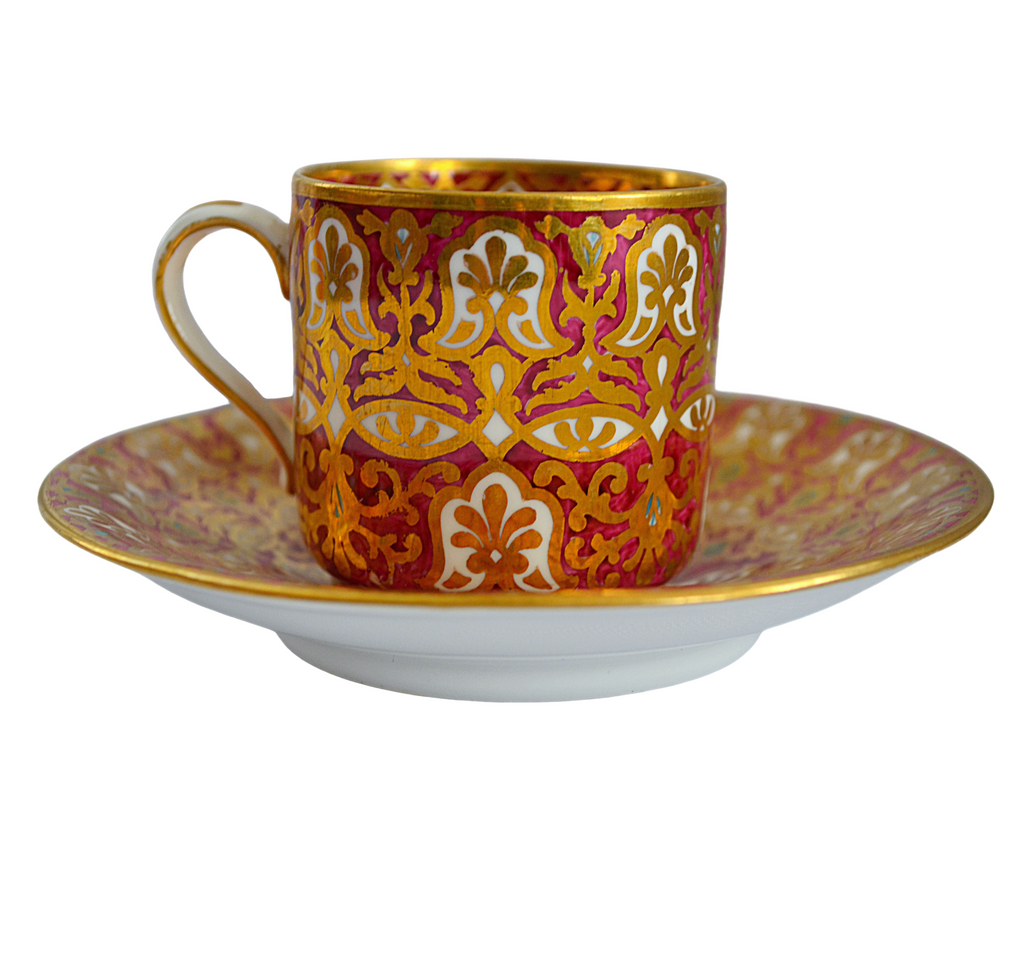 Antique English Porcelain 19th Century Copeland Demitasse Cup & Saucer