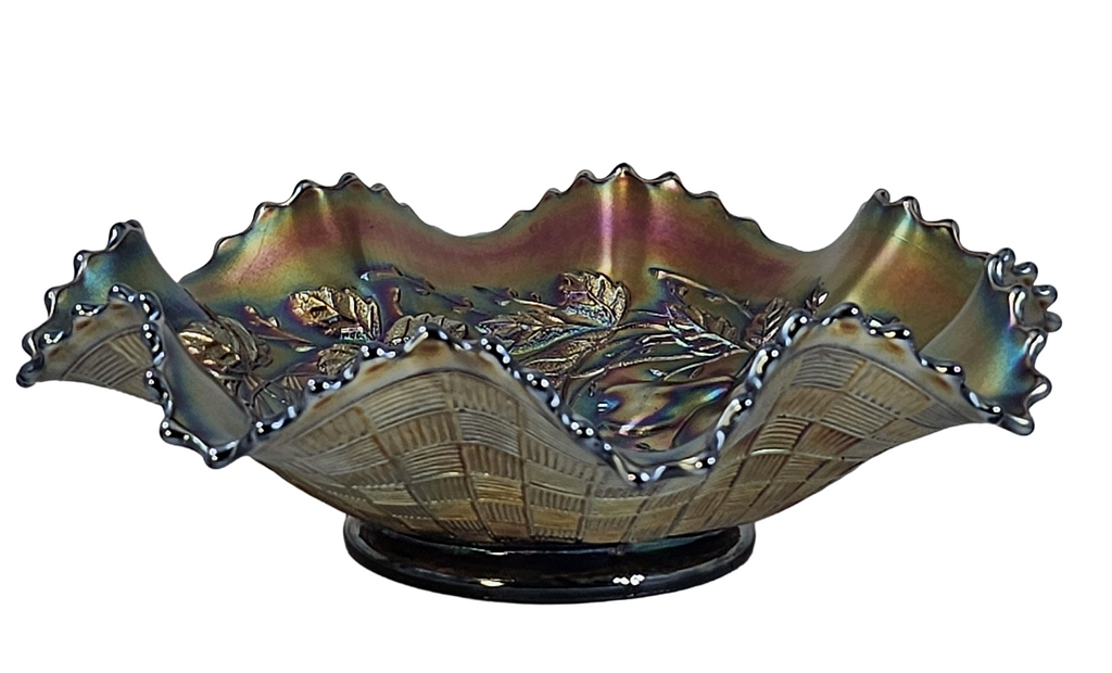 Northwood Three Fruits Amethyst Carnival Glass Bowl