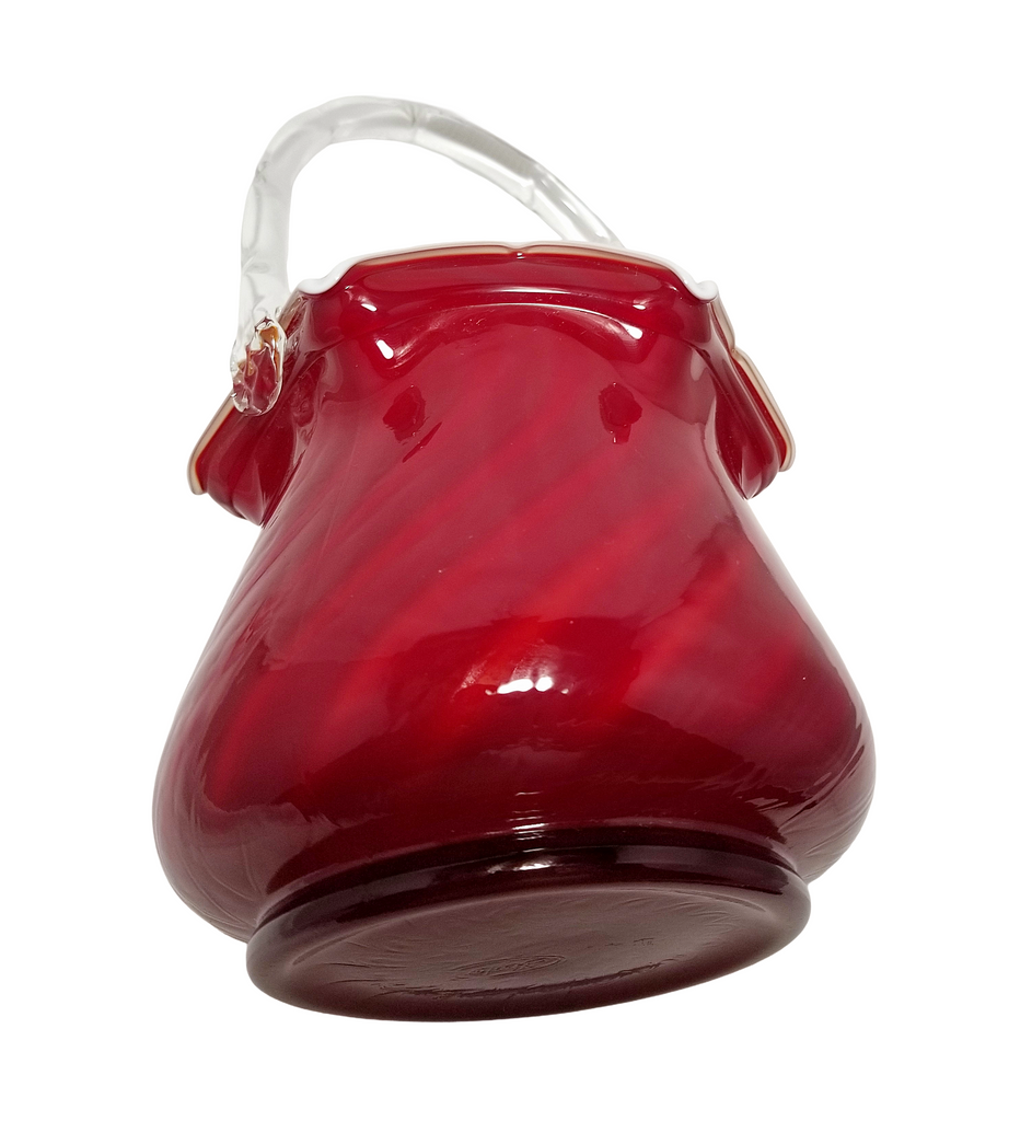 Fenton Plated Amberina Rib Optic Cased Glass Basket Sample Piece HTF Documented