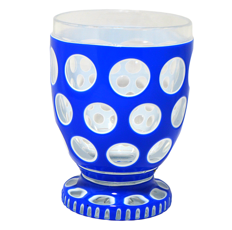 Bohemian Glass Biedermeier Cobalt White Double Overlay Tumbler