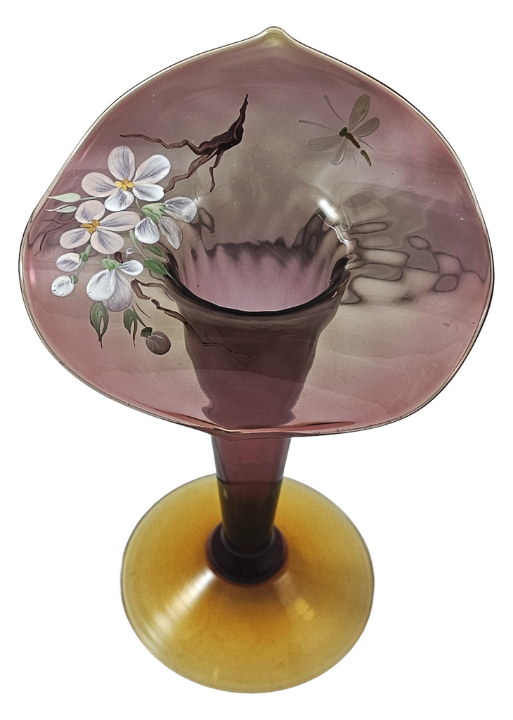 Pairpoint JIP Jack in Pulpit Vase Amethyst Topaz Hand Painted Flowers