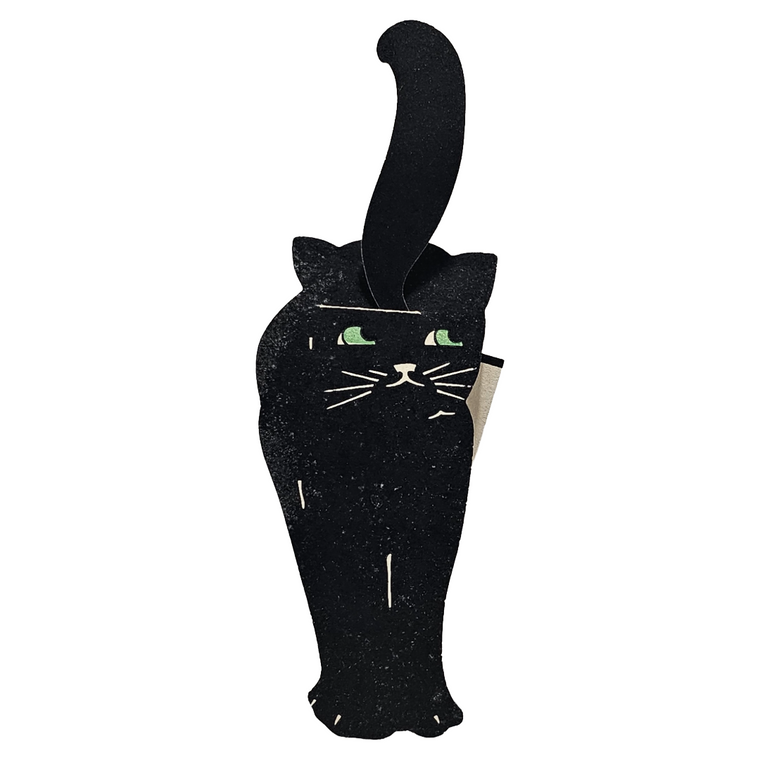 Vintage Halloween Dennison Deco Era Tally Card Die Cut Black Cat with Mechanical Tail