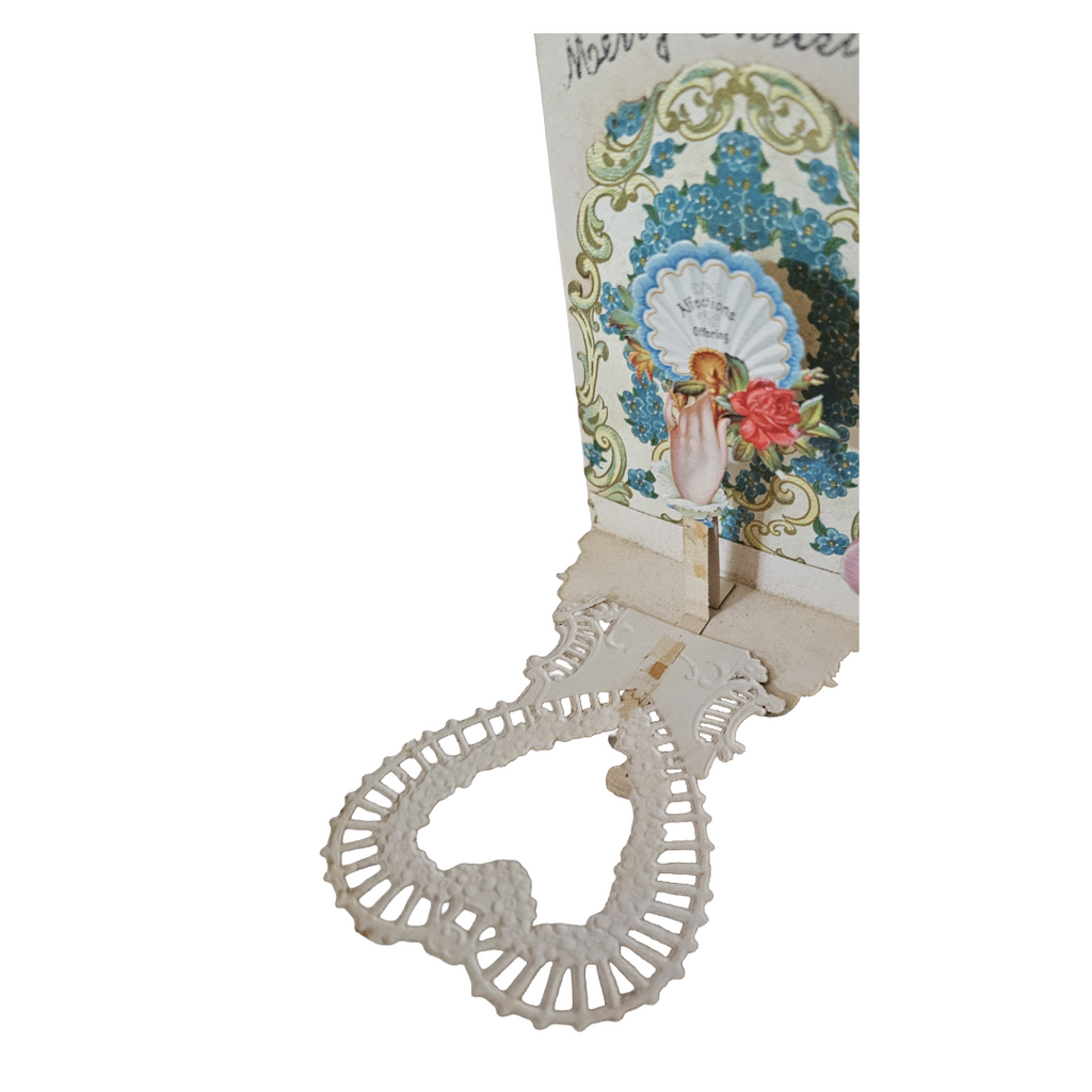 Die Cut Valentine Mechanical Postcard Hearts and Children