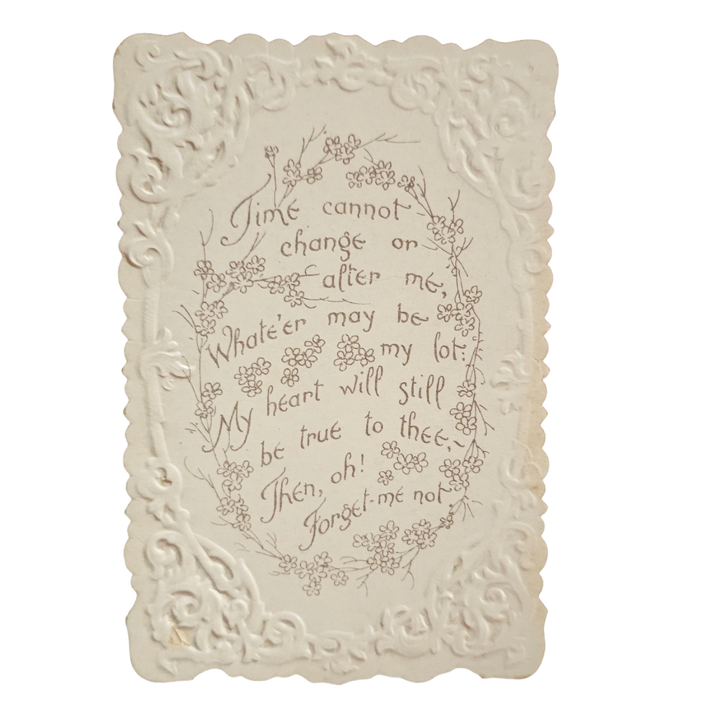 Die Cut Antique Valentine Card Young Girl Holding Child My Beloved One with Poem