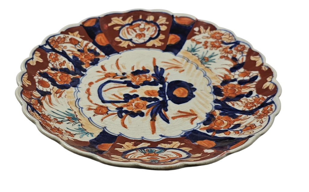 Antique Meiji Period Japanese Porcelain Imari Scalloped Platter