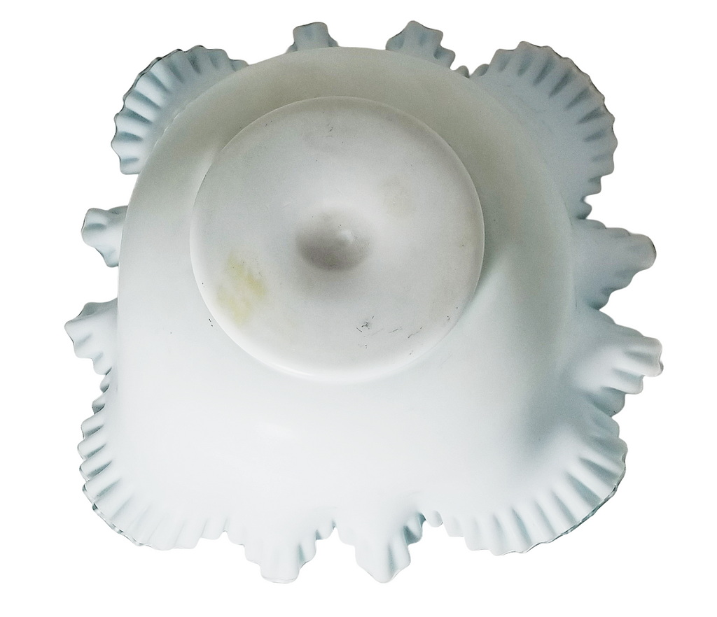 Victorian Cased Glass Bride's Basket Blue Green Satin Finish