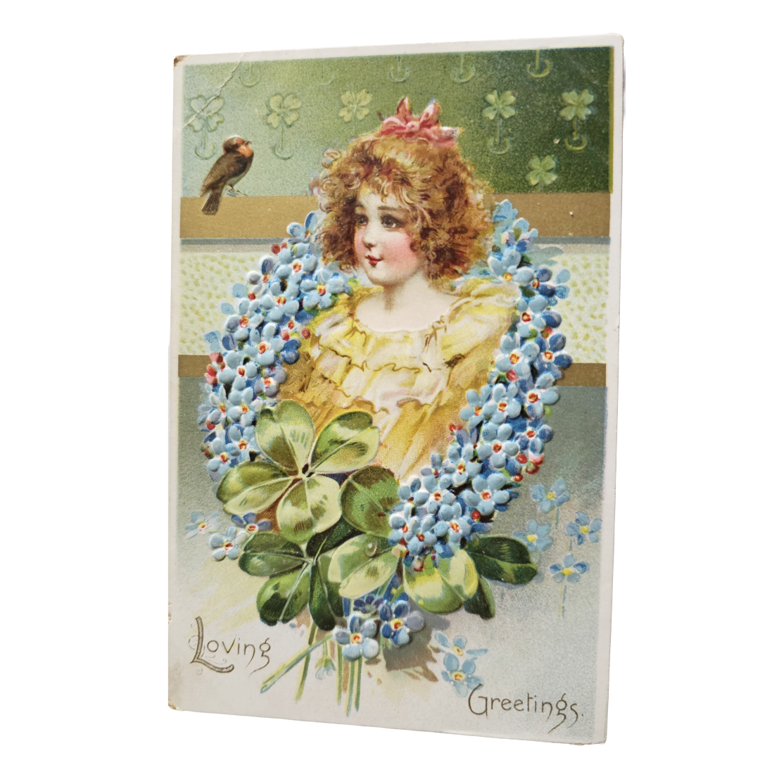 Valentine Postcard Artist Brundage Little Girl Floral Missives Tuck Pub