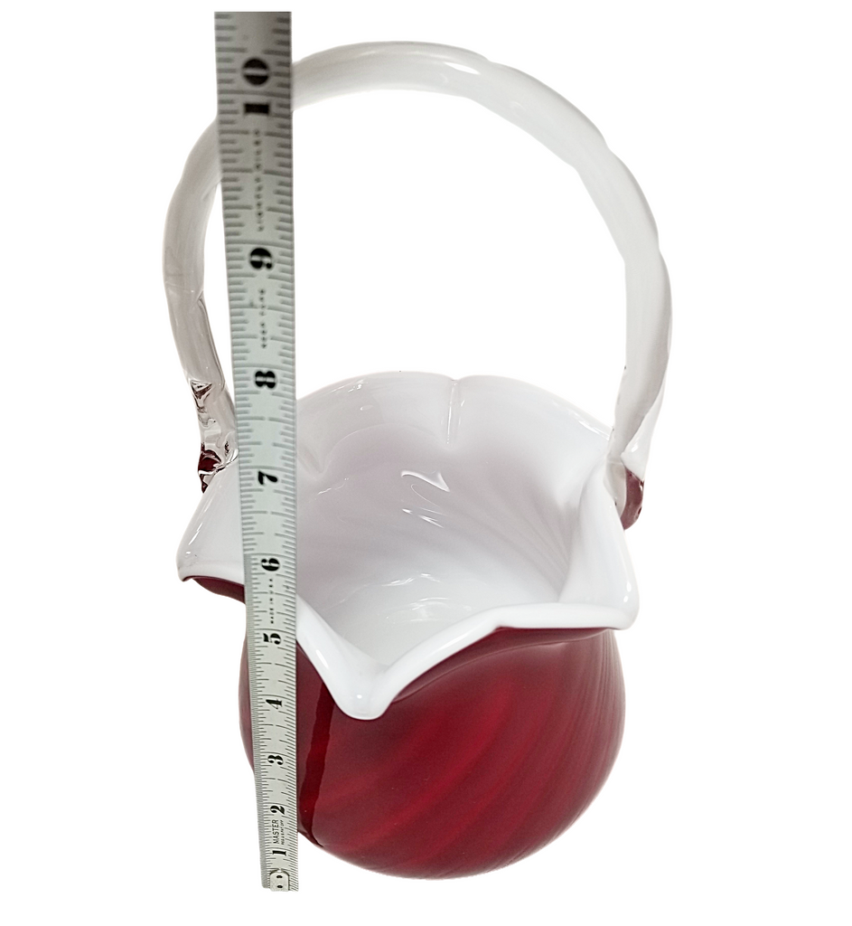 Fenton Plated Amberina Rib Optic Cased Glass Basket Sample Piece HTF Documented