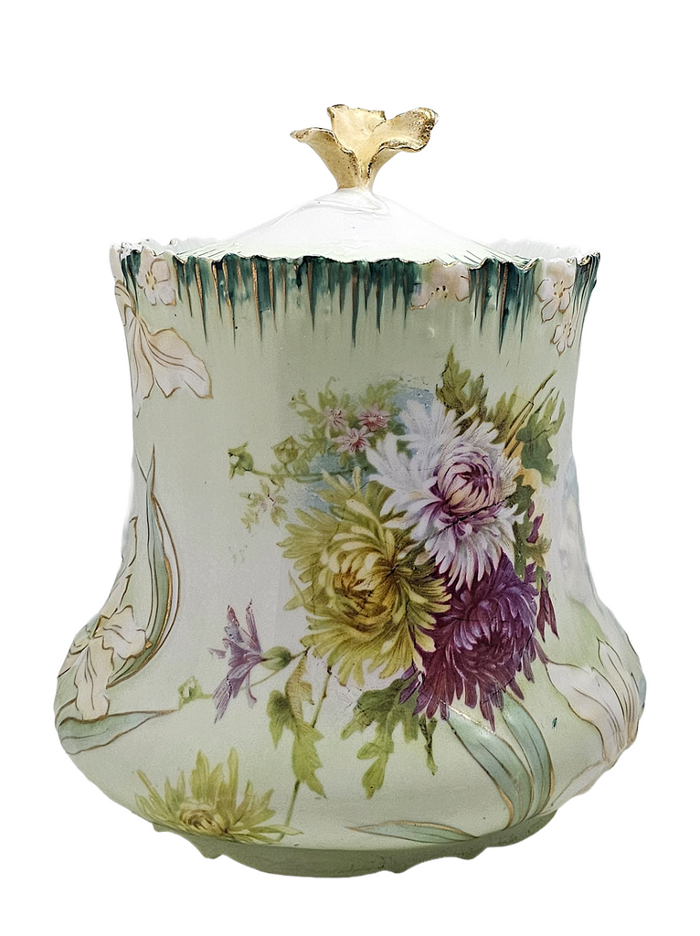 RS Prussia Porcelain Art Nouveau Double Hidden Image Cracker Jar