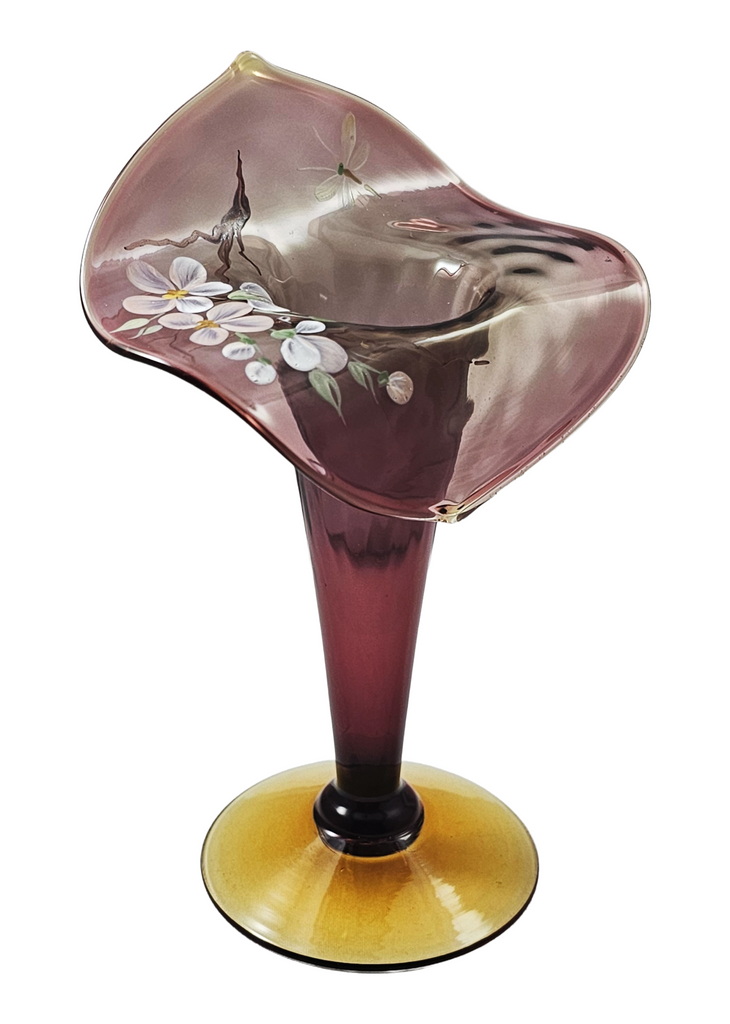 Pairpoint JIP Jack in Pulpit Vase Amethyst Topaz Hand Painted Flowers