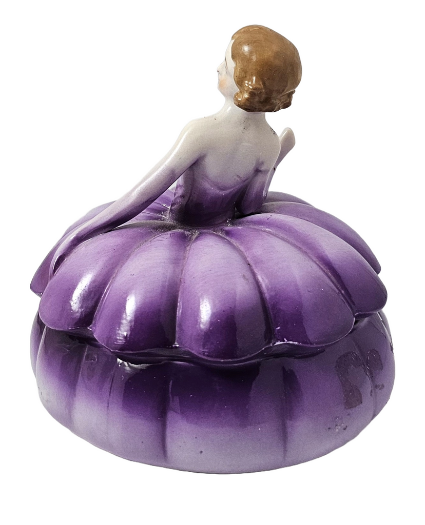 Art Deco German Porcelain Half Doll Madame Pompadour Powder Box