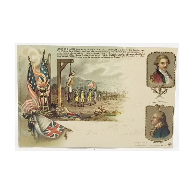Patriotic Postcard Private Mailing Major André Benedict Arnold Revolutionary War Image