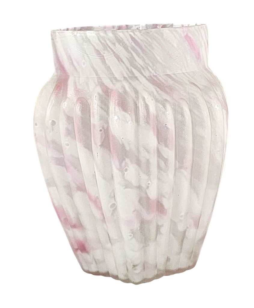 Northwood Pink Opalescent Spatter Glass Spooner Vase Pillar Ribbed