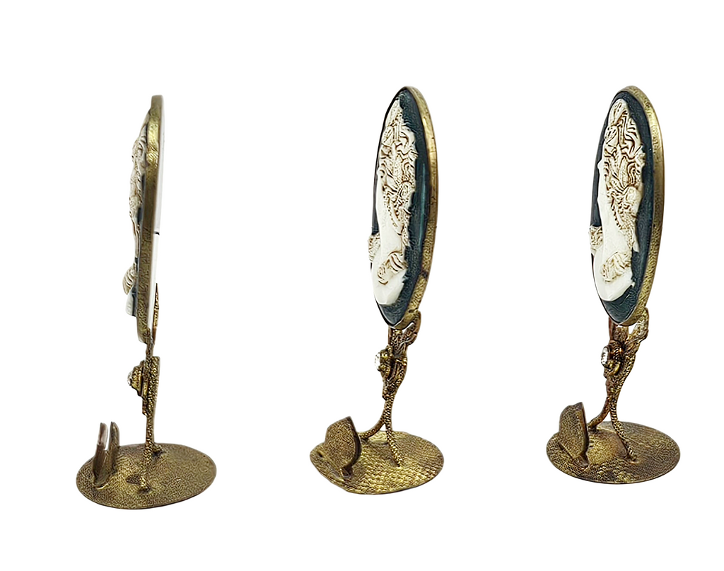 Antique Czech Jeweled Ormolu Cameo Carved Place Holder Set