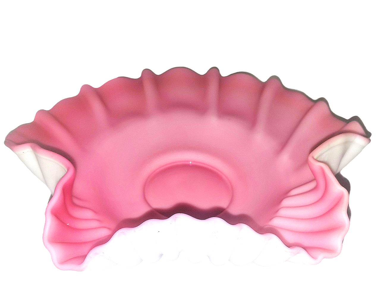 Mt Washington Satin Glass Pink Cranberry Crimped Bride